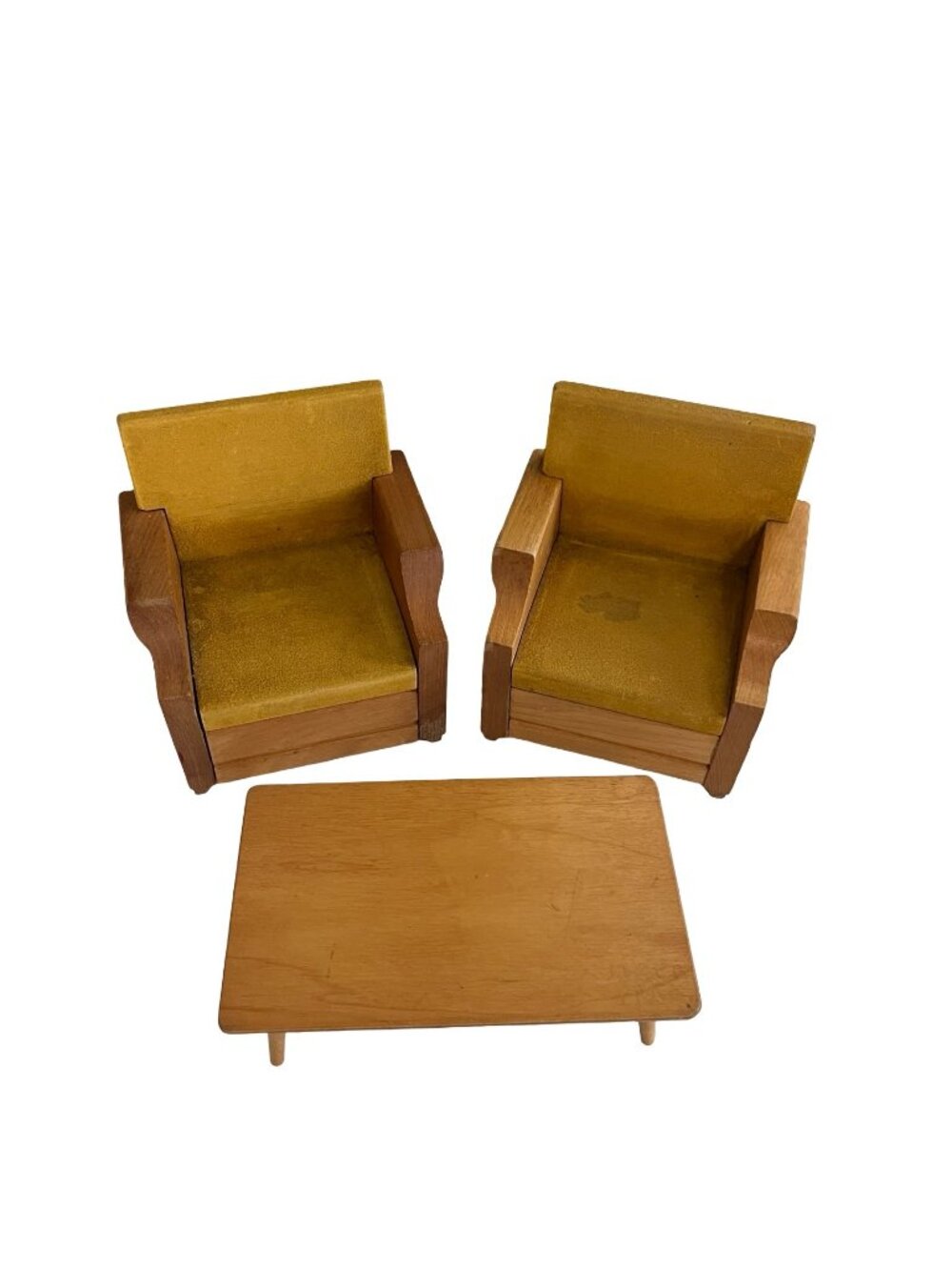 Vintage Strombecker Miniature Furniture Set Mid Century Chairs Coffee Table Wood